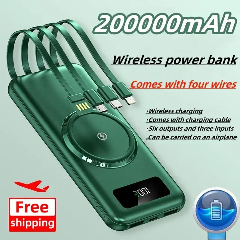 Wireless Power Bank with Large Capacity of 200000 MAh