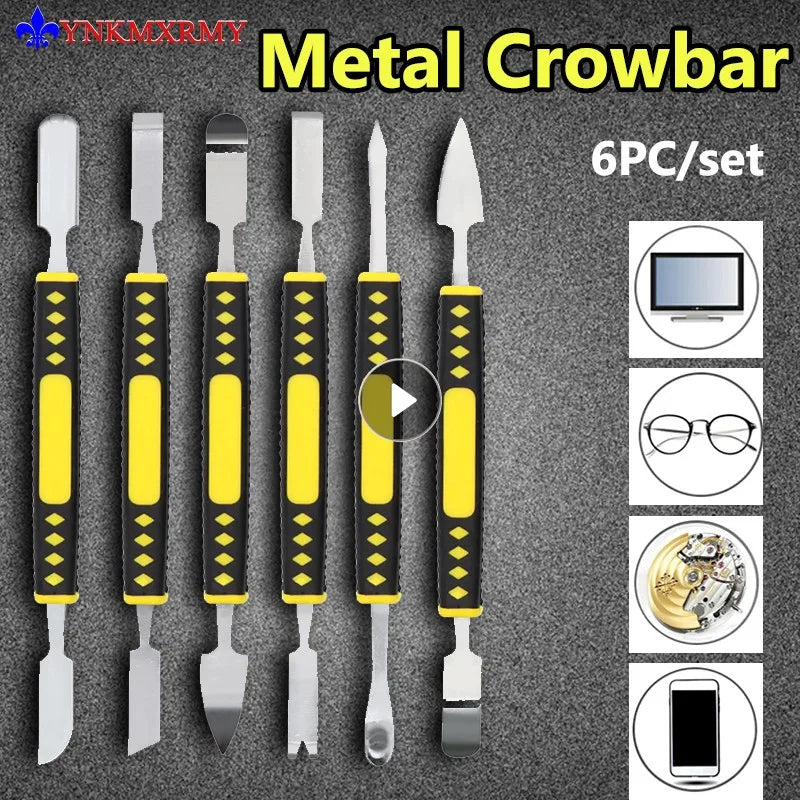 6pcs/set Metal Crowbar Prying Opening Repair Tool Kit For Mobile Phone Notebook Dual Heads Metal Spudger Home Hand Tools Sets