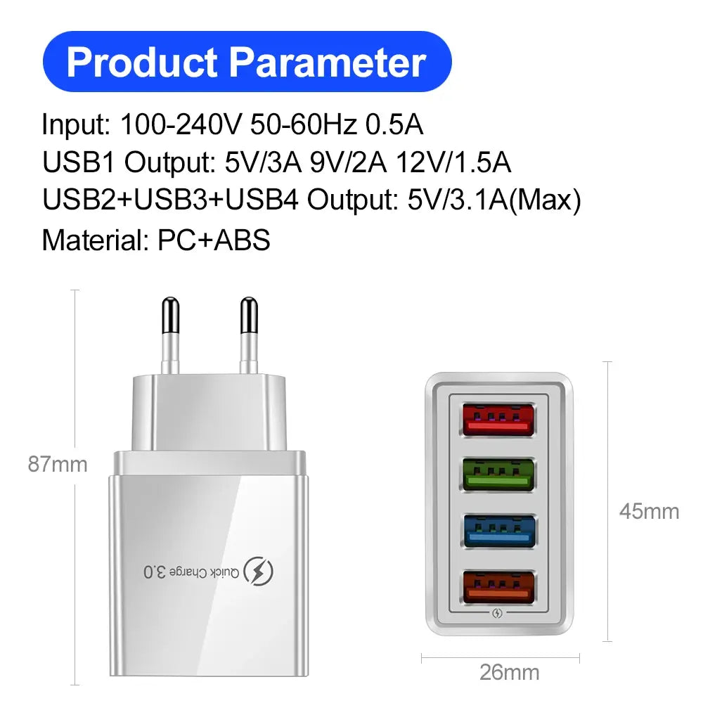 For iPhone 14 USB Charger Quick Charge 3.0