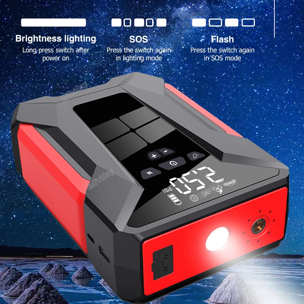 4in1 Car Jump Start Air Compressor 28000mAh Power Bank 1200A