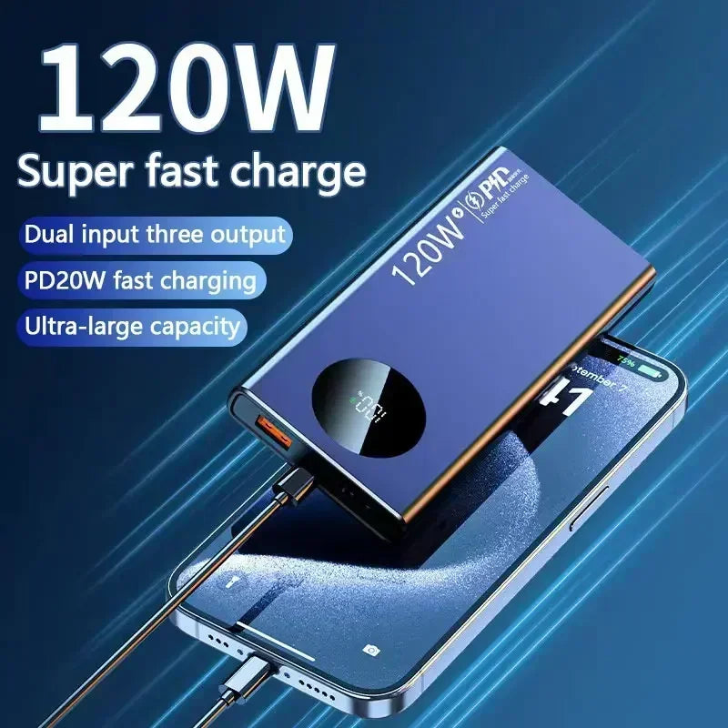 50000mah 120w Super Fast Charging Power Bank Large Battery Support PD Agreement Output For Iphone Samsung Mobile Power Supply