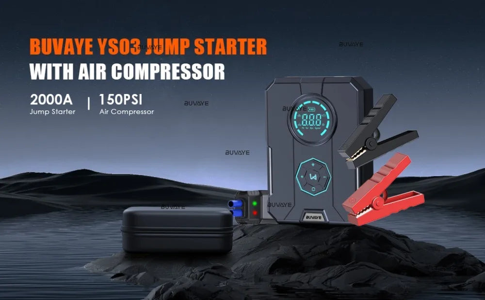 6 In 1 Car Jump Starter Air Pump Portable Air Compressor Power Bank