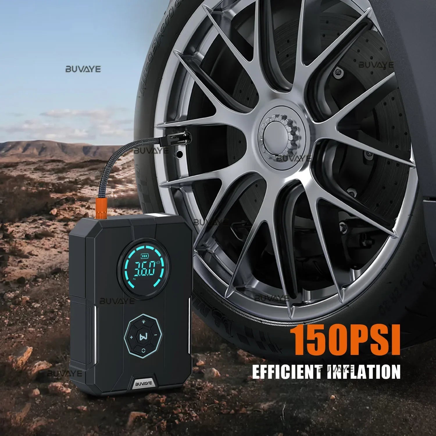 6 In 1 Car Jump Starter Air Pump Portable Air Compressor Power Bank