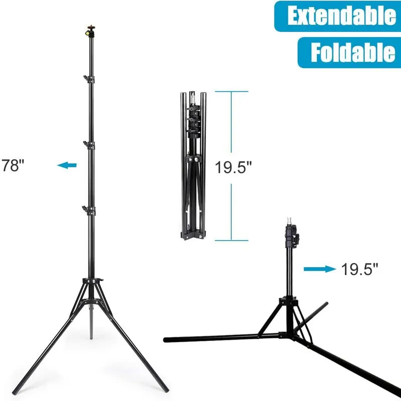 NAGNAHZ 78'' Photographic Lighting Tripod Aluminum Alloy Foldable Portable Light Stand Photography Camera Flash