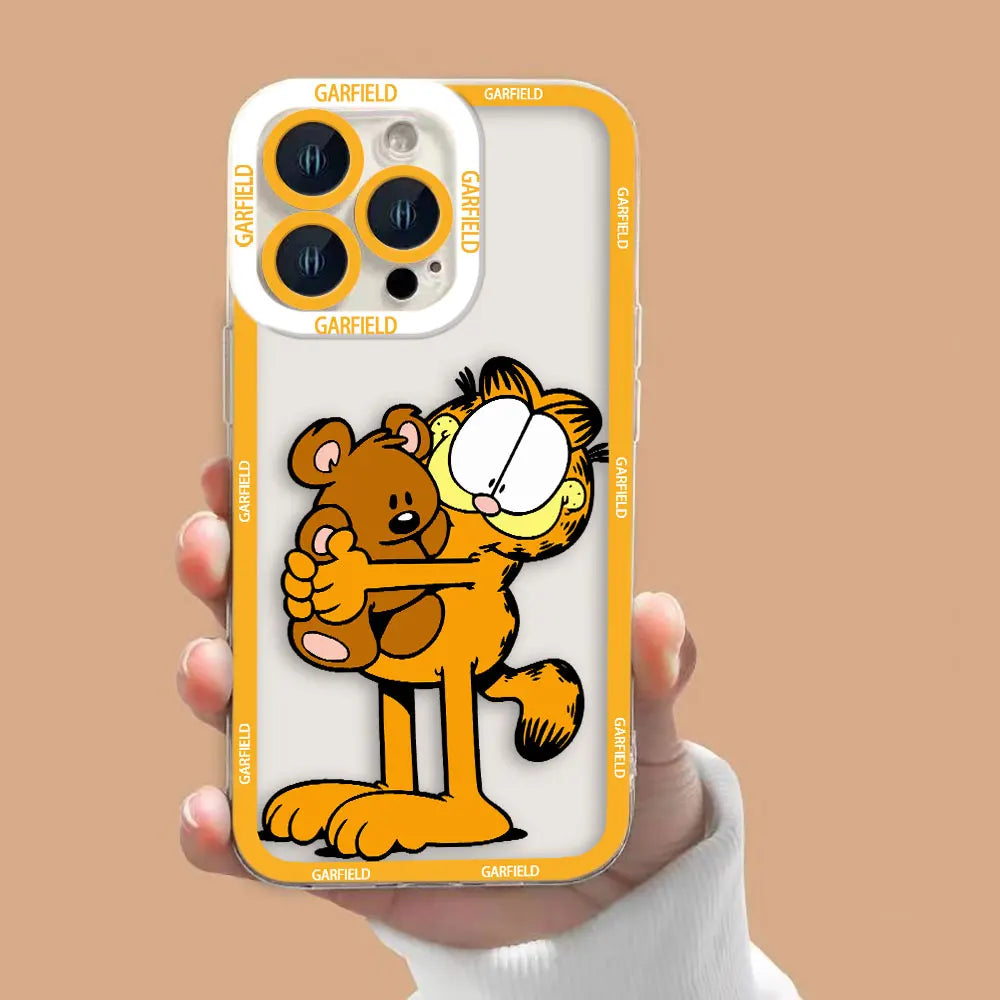 Funny G-Garfield Cover Clear Soft Silicone Phone Case For iPhone Apple 15 14 12 13 11 Pro 8 7 SE Plus X XR XS Max Case Funda