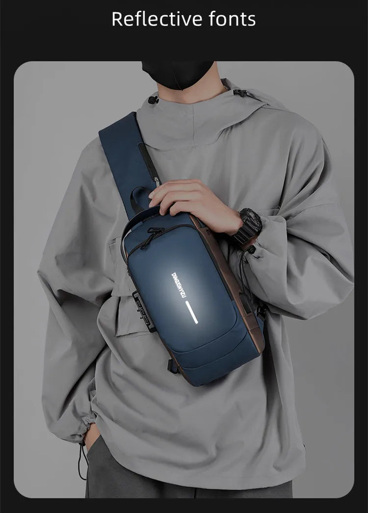 Chest Bag for Men Crossbody Bag Waterproof USB Shoulder Bag