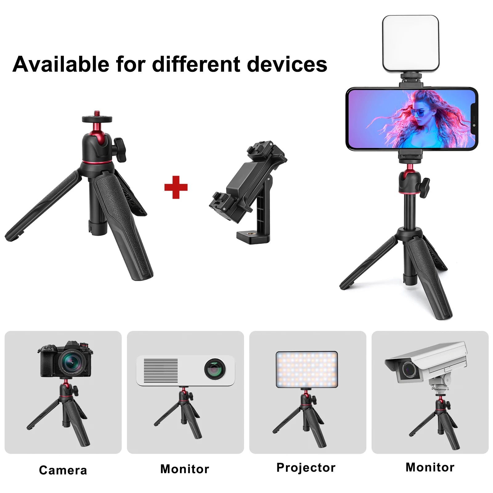 LUXCEO Portable Small Mini Tripod Stand Desk Tripod Photography Light Stand for Camera Video Light Ring Light LUXCEO P200 Q508A