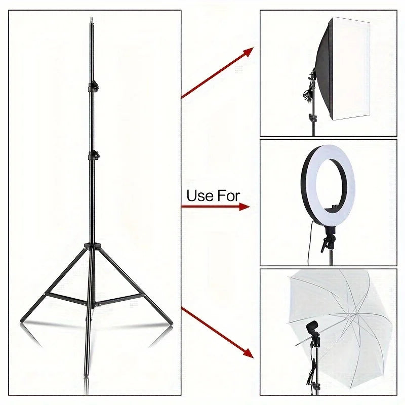 Metal Aluminum Alloy Light Stand Photography Portable Tripod with 1/4 Screw for Softbox LED Ring Light Phone Camera