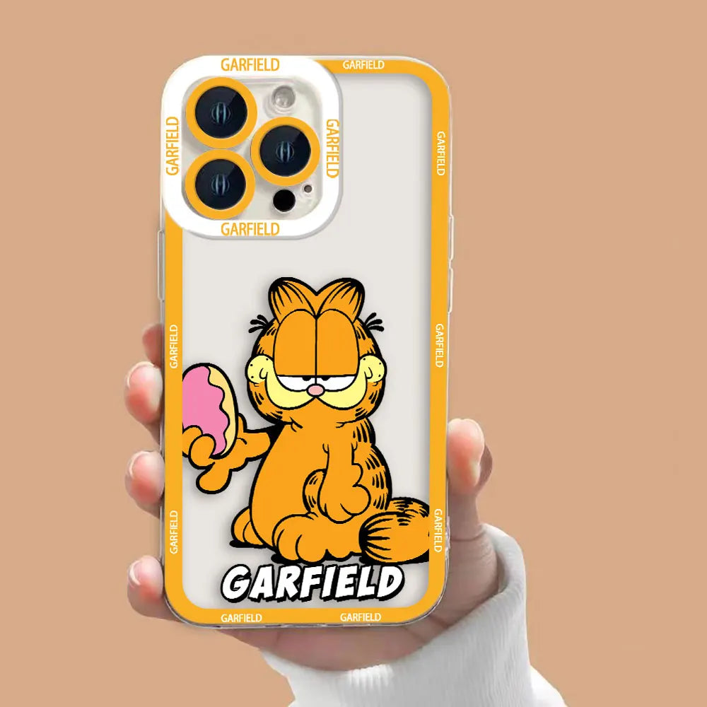 Funny G-Garfield Cover Clear Soft Silicone Phone Case For iPhone Apple 15 14 12 13 11 Pro 8 7 SE Plus X XR XS Max Case Funda