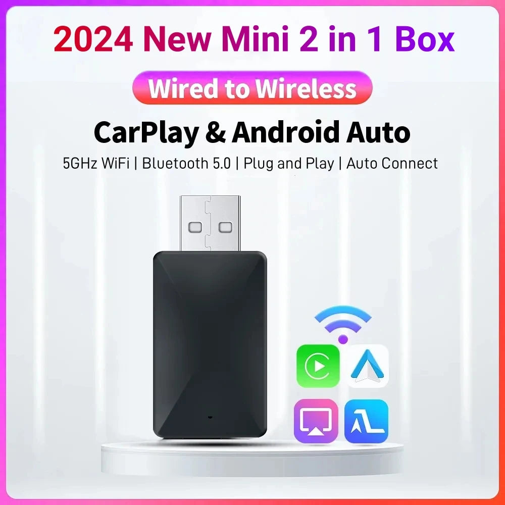 Wireless Carplay Adapter Android Auto Wireless Smart Dongle 2in1 For Volvo Benz Audi Kia Hyundai VW Mazda Cadillac MG Peugeot