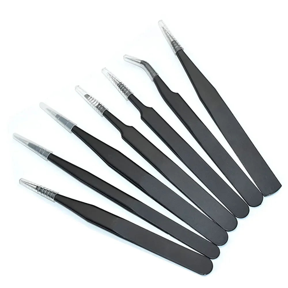 Prodrill 6Pcs Tweezers Set Precision Stainless Steel ESD Anti-Static Electronics Tweezers