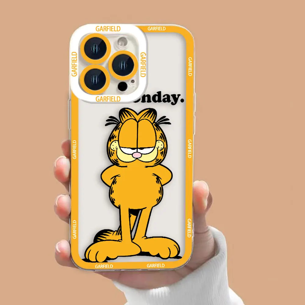 Funny G-Garfield Cover Clear Soft Silicone Phone Case For iPhone Apple 15 14 12 13 11 Pro 8 7 SE Plus X XR XS Max Case Funda