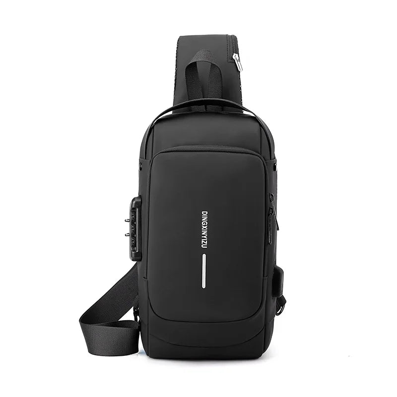 Chest Bag for Men Crossbody Bag Waterproof USB Shoulder Bag