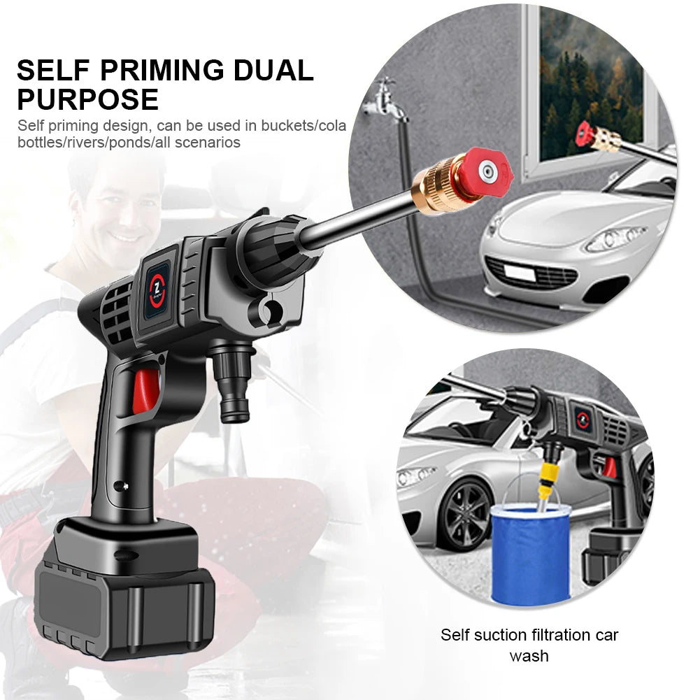 🔥 HOT Sale🔥 Cordless High Pressure Car Washer Spray Water Gun 200W 50Bar