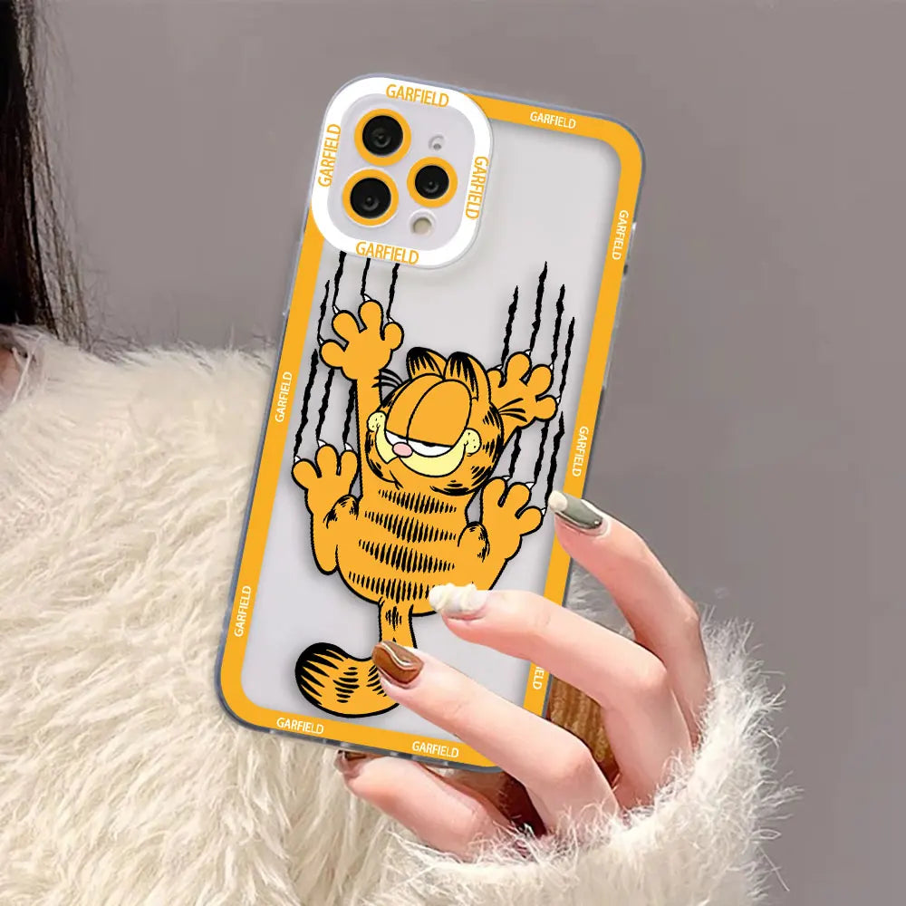 Funny G-Garfield Cover Clear Soft Silicone Phone Case For iPhone Apple 15 14 12 13 11 Pro 8 7 SE Plus X XR XS Max Case Funda