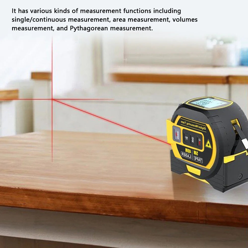 3in1 Laser Rangefinder 5m Tape Measure Ruler LCD Display with Backlight