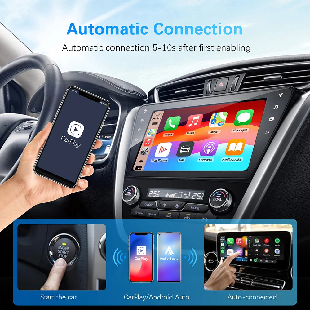 Wireless Carplay Adapter Android Auto Wireless Smart Dongle 2in1 For Volvo Benz Audi Kia Hyundai VW Mazda Cadillac MG Peugeot