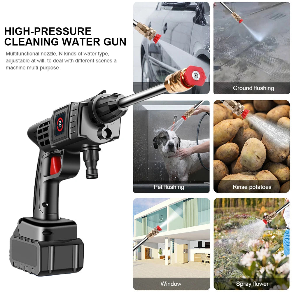 🔥 HOT Sale🔥 Cordless High Pressure Car Washer Spray Water Gun 200W 50Bar