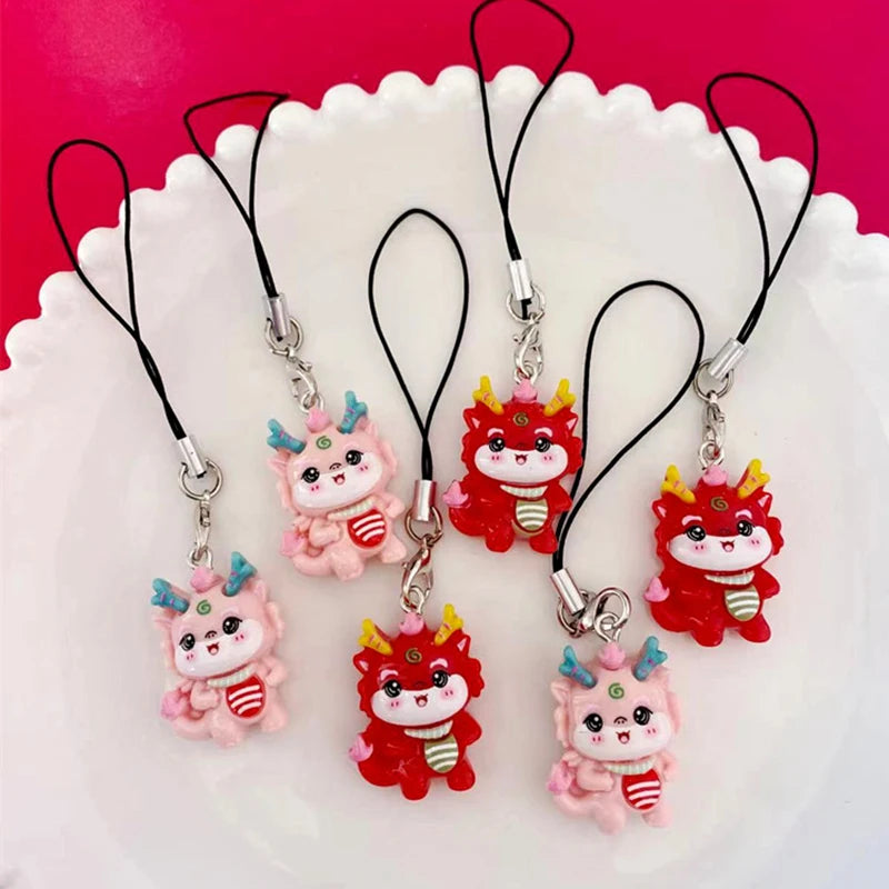 Cute Cartoon Dragon Pendant Phone Lanyard Lovely Dragon Mobile Phone Straps Cell Phone Keychain For New Year Gifts