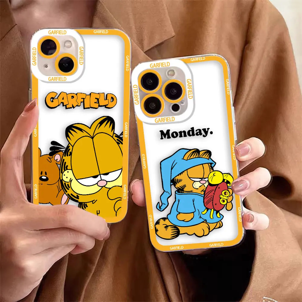 Funny G-Garfield Cover Clear Soft Silicone Phone Case For iPhone Apple 15 14 12 13 11 Pro 8 7 SE Plus X XR XS Max Case Funda