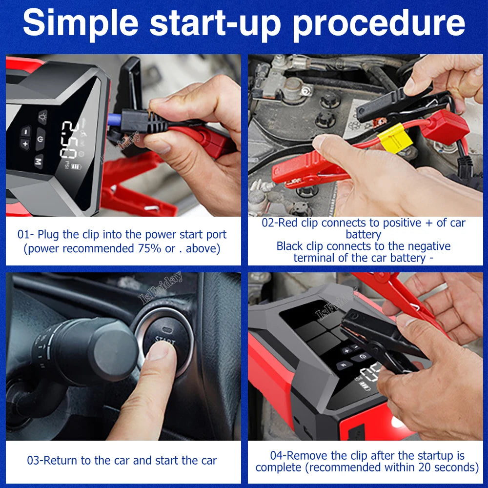 4in1 Car Jump Start Air Compressor 28000mAh Power Bank 1200A