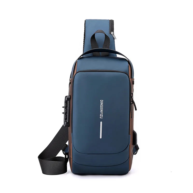 Chest Bag for Men Crossbody Bag Waterproof USB Shoulder Bag