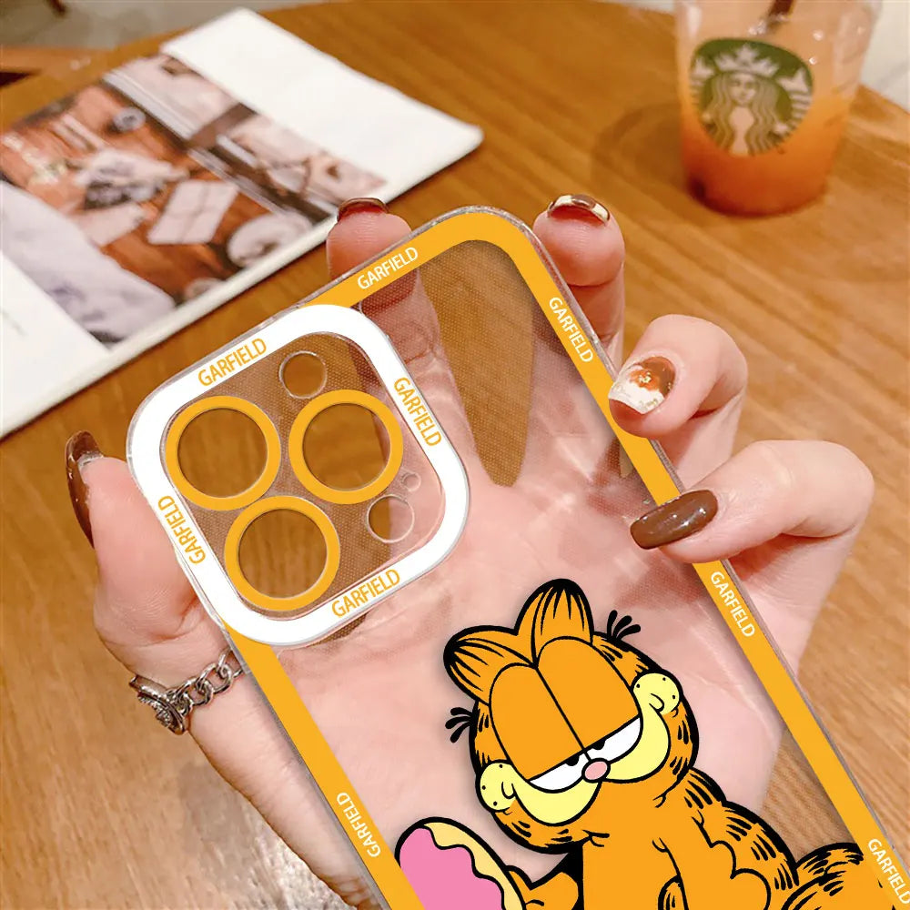 Funny G-Garfield Cover Clear Soft Silicone Phone Case For iPhone Apple 15 14 12 13 11 Pro 8 7 SE Plus X XR XS Max Case Funda