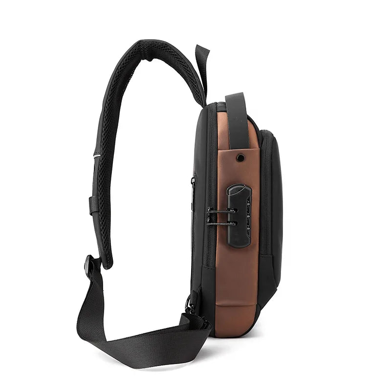 Chest Bag for Men Crossbody Bag Waterproof USB Shoulder Bag