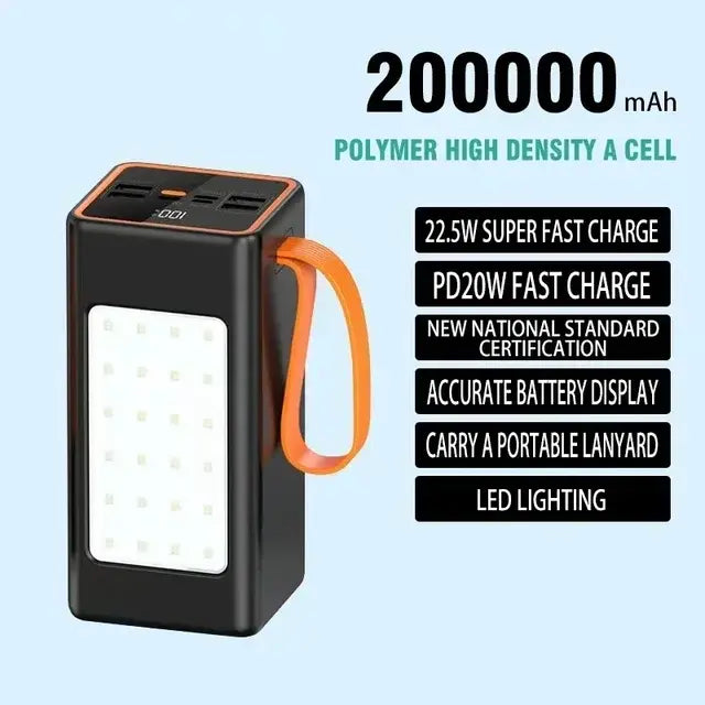 Power Bank 200000mAh High Capacity 66W Fast Charger