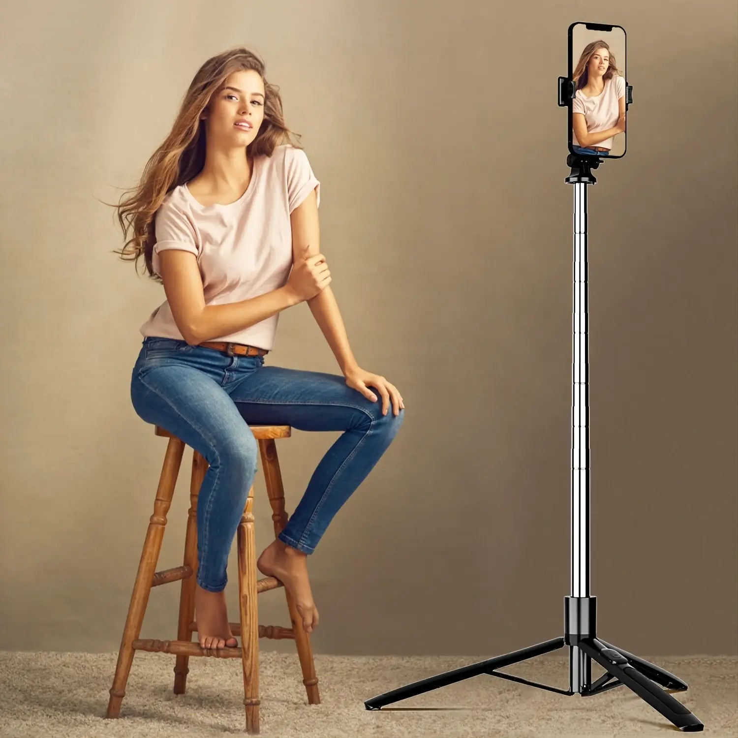 Wireless Selfie Stick Foldable Phone Stand